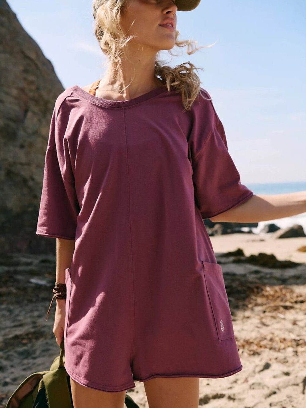 FP Movement by Free People Hot Shot Tee Romper - Clove - Size Medium - Picture 6 of 9